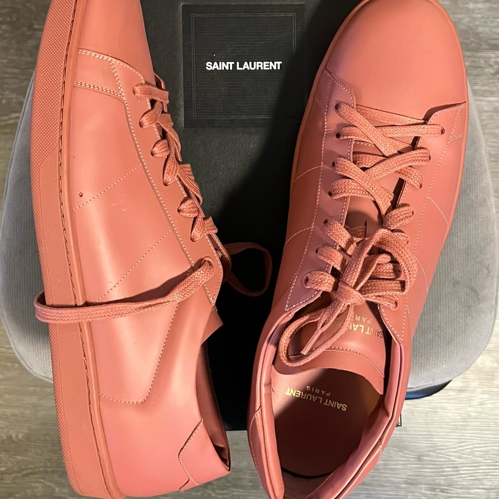 Saint Laurent low top sneaker. Sz 48 Euro. Color mystic rose.